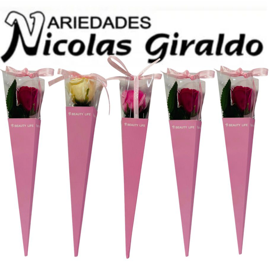 [DK-2522] Flor rosa x1 en acetato grande pqt x6