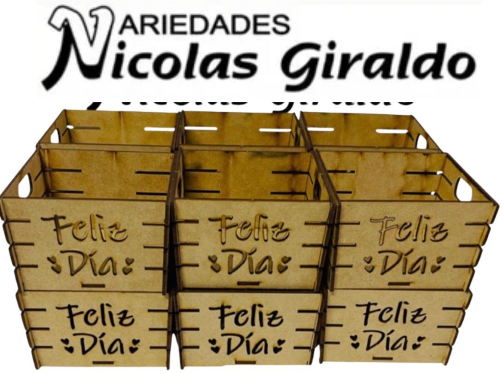 Canasta ancheta laser cuadrada mini feliz dia pqt x12  