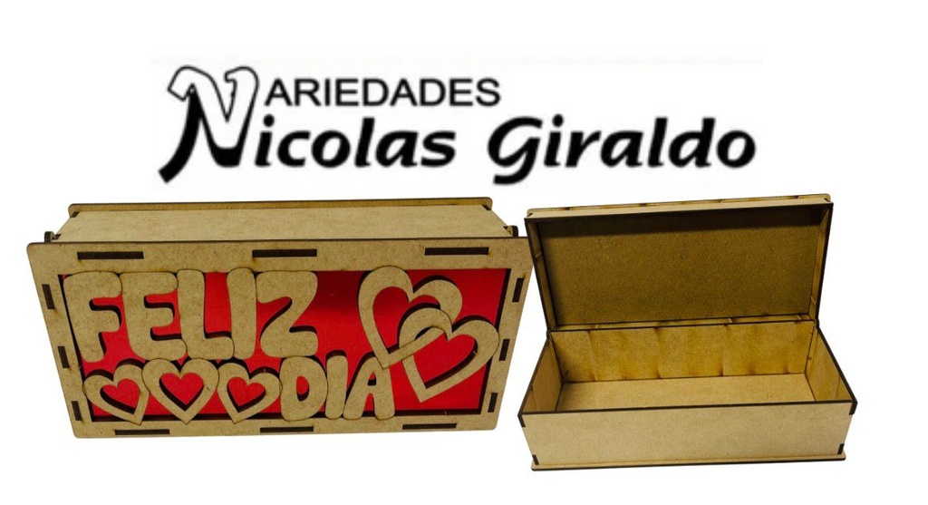 Canasta ancheta laser rectangular con tapa feliz dia