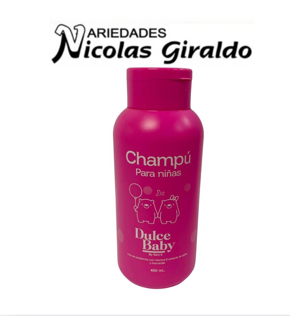 [SY206890] shampoo niñas x450ml dulce baby saryd rosado