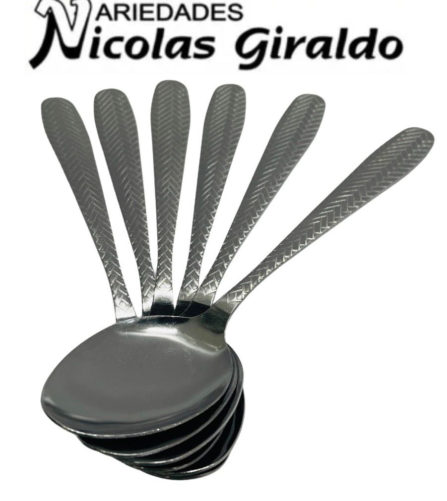 [AK3747] Cuchara metal fina x6 grabada  