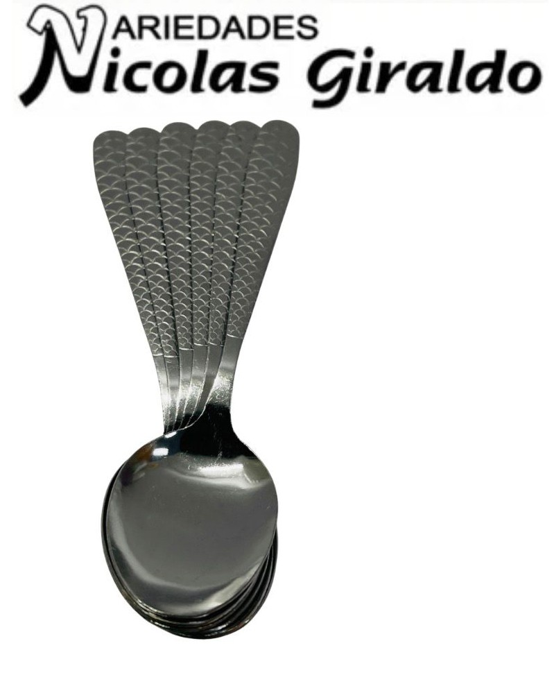Cuchara metal fina x6 grabada 