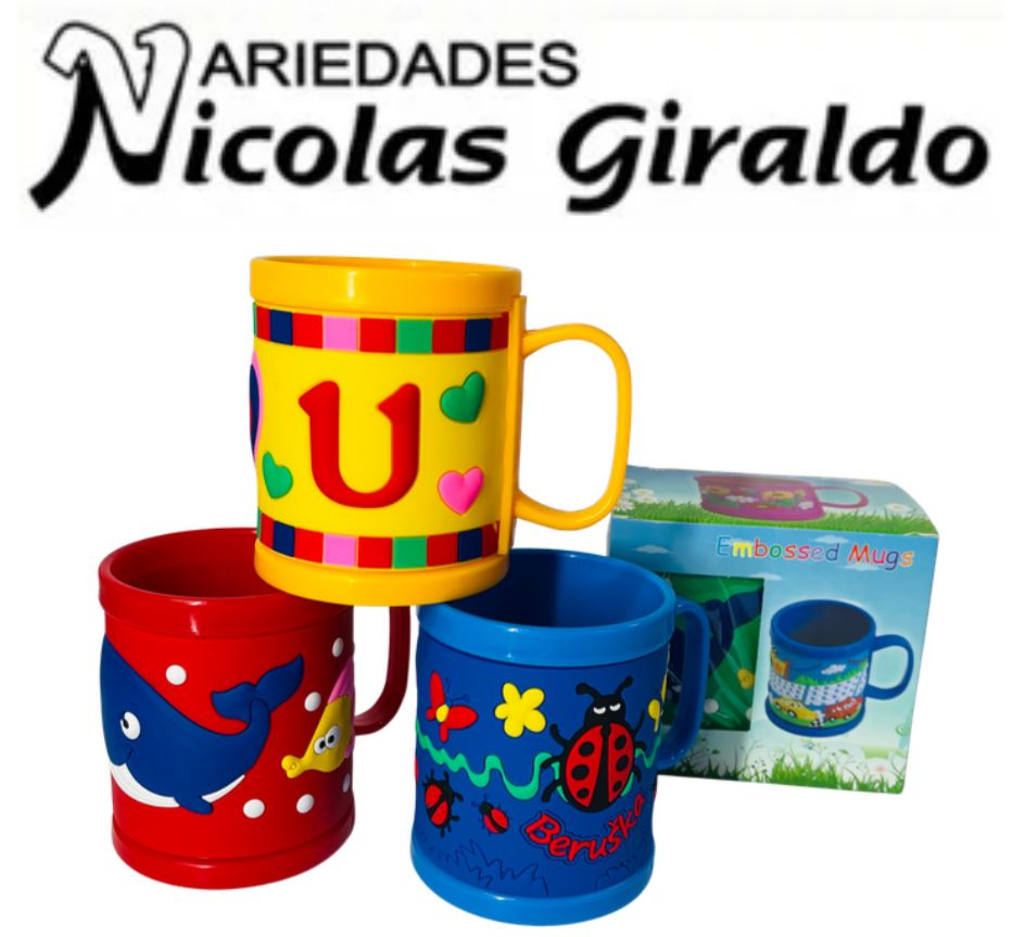 Vaso plastico infantil alto relieve en caja