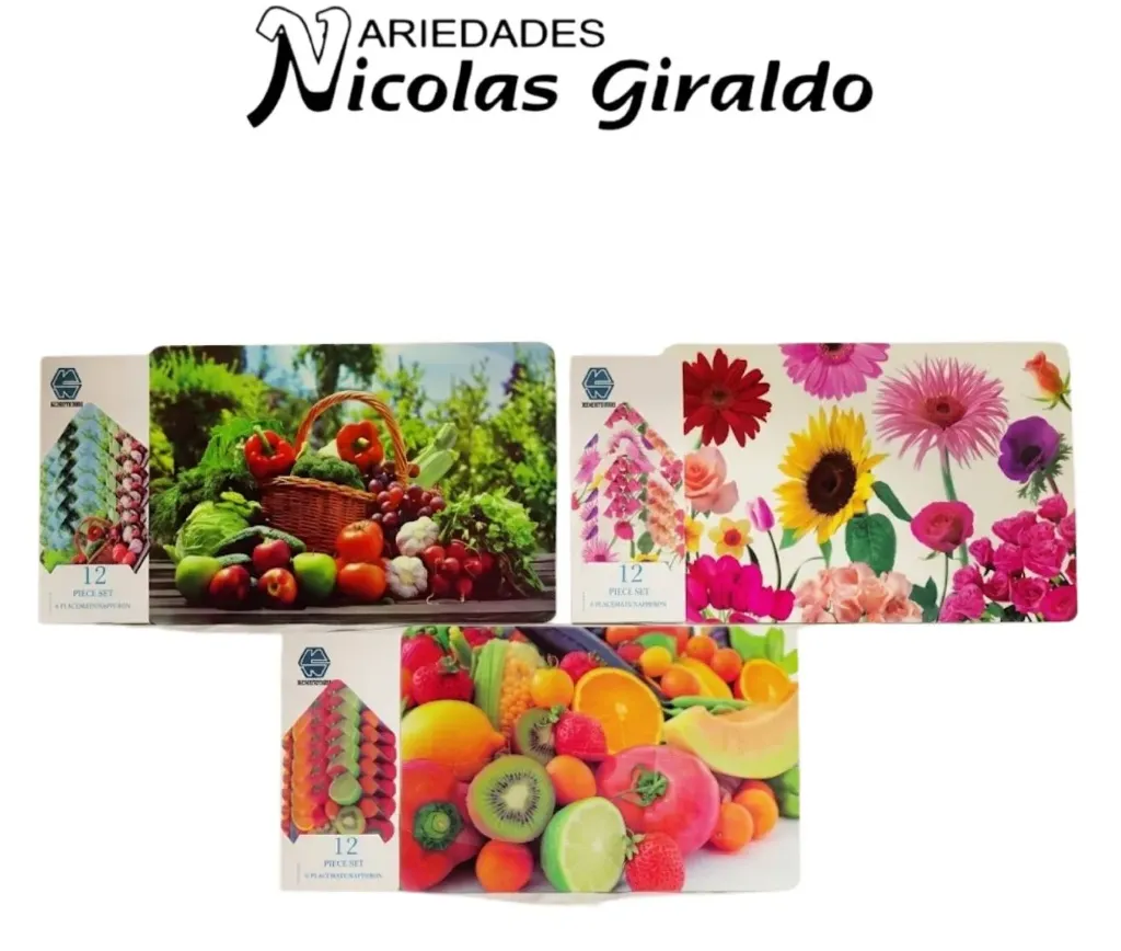 Individual mesa plastico sencillo x6 mas porta vaso