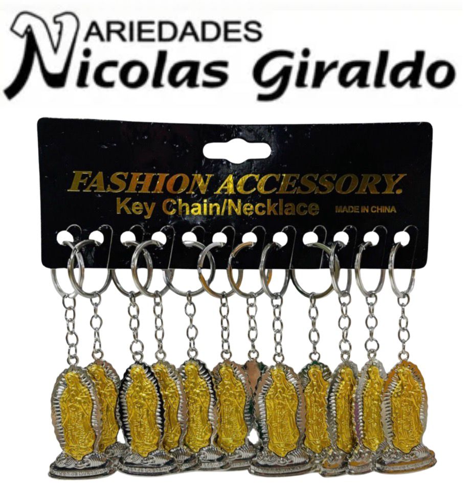 Llavero metal virgen de guadalupe  pqt x12