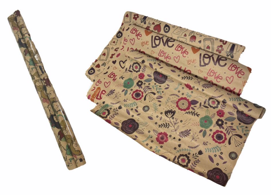 [102050] @Papel regalo kraft x2 pqt x12