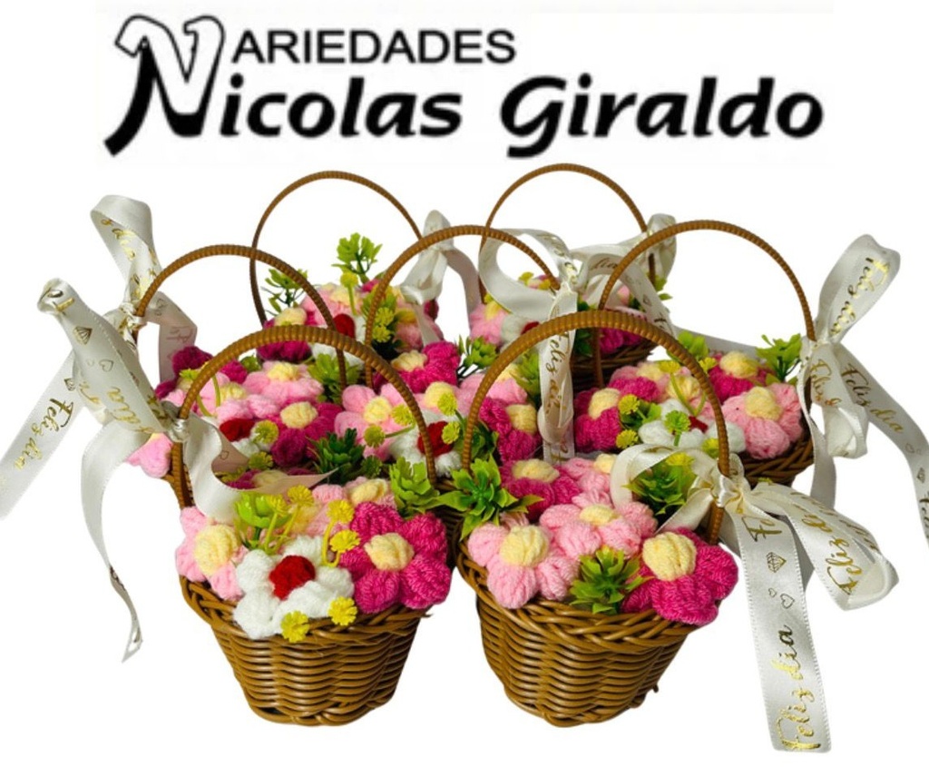 Canasta decorativa pequeña flor de hilo PQT X10