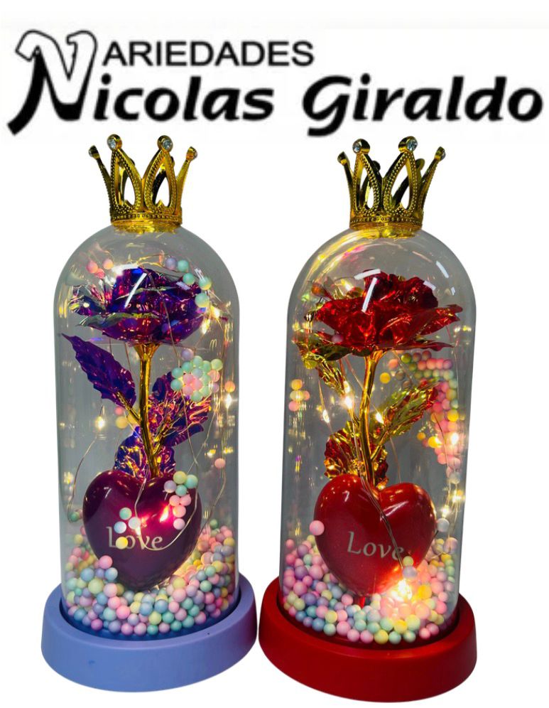 [2D-14015] (2D-14016)Urna decorativa corazon luz grande con corona 