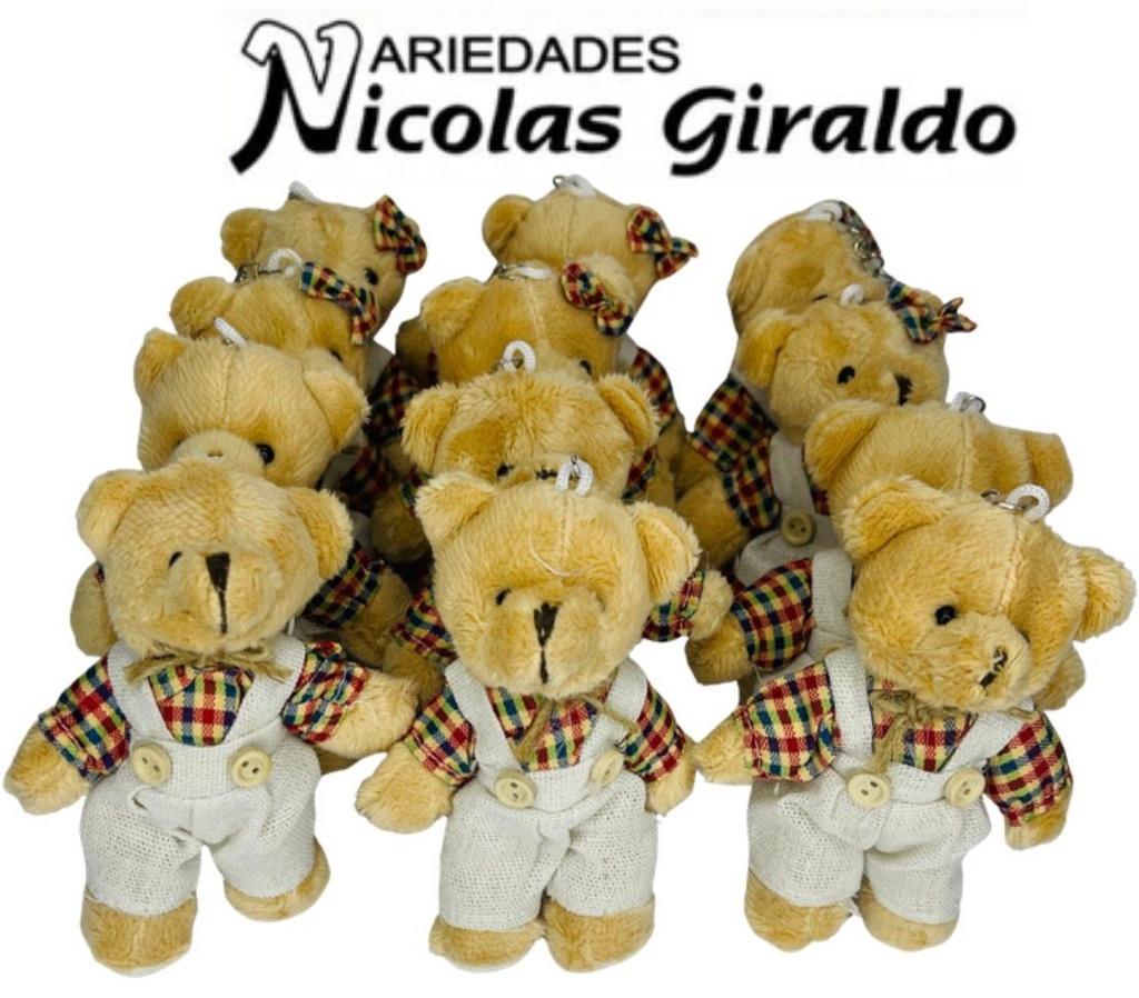 [AP3-2196B] Llavero peluche oso vestido 12CM pqt x12  