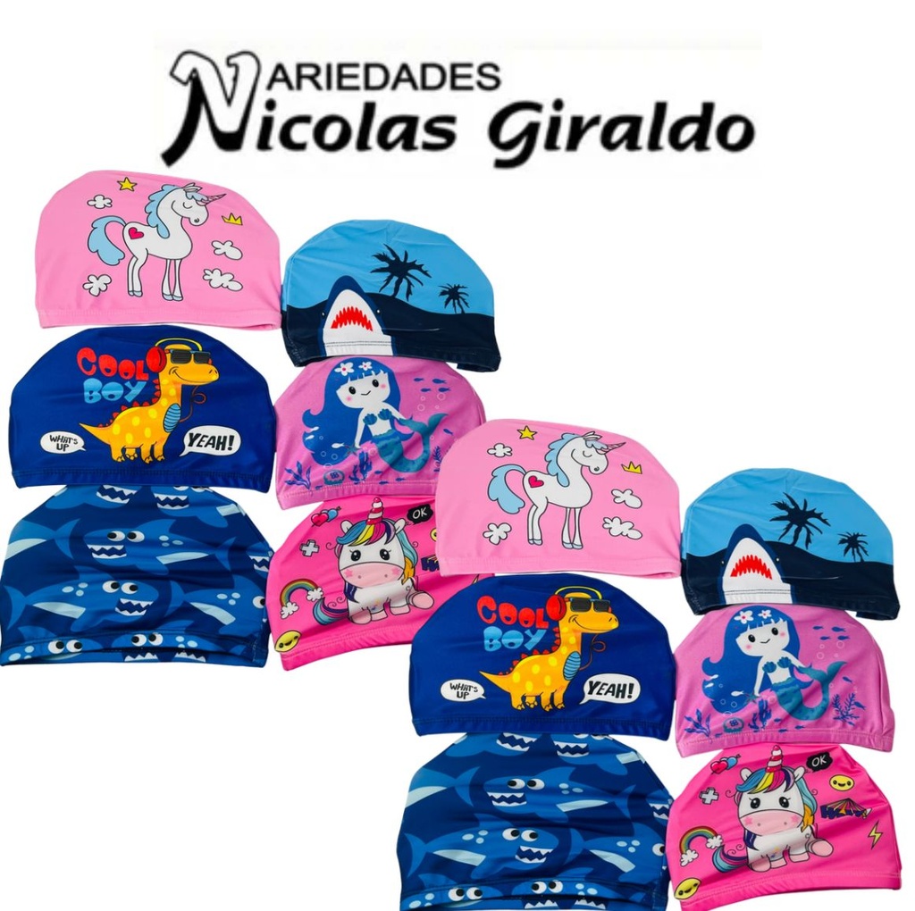 Gorro piscina licra estampado pqt x12 