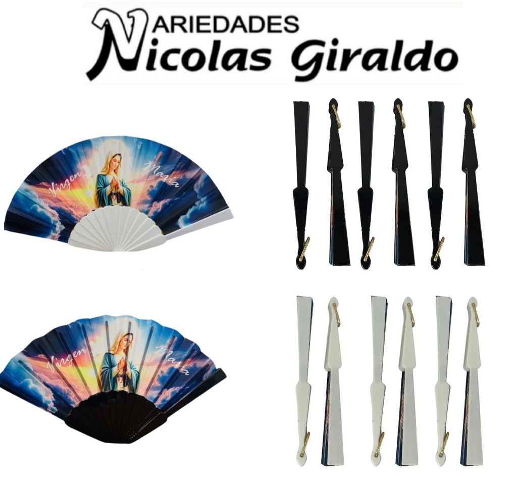 Abanico plastico imagenes religiosas paquete x12  