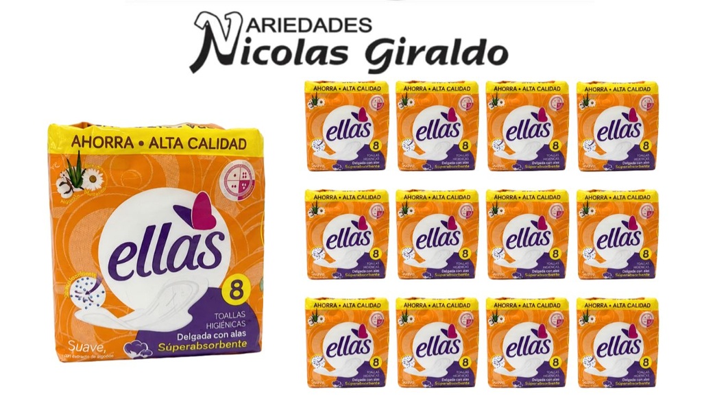 [206799] Toalla ellas delgada x8 naranjada produsa  PQT X12