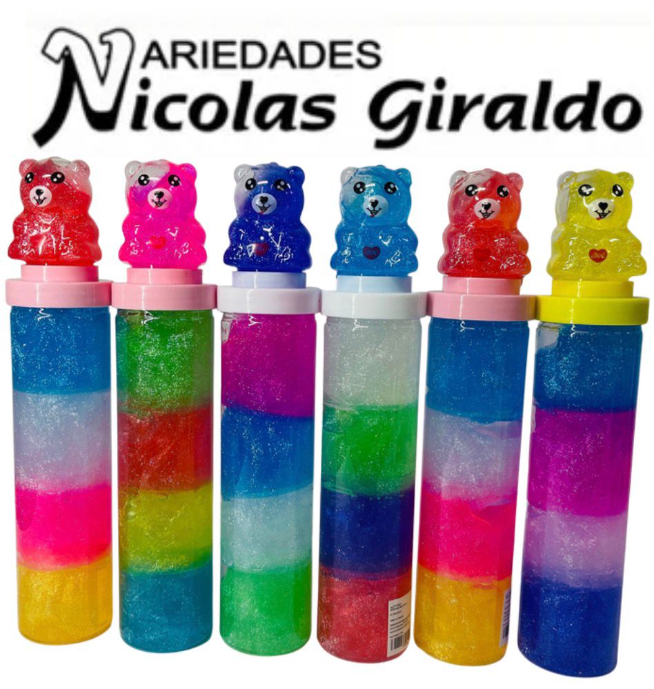 (PTF808)Slime grande largo 5 colores tapa oso CJX6 