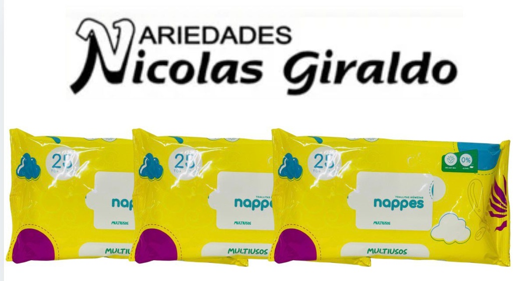 Toallitas humedas multiusos nappes x25 PQT X12