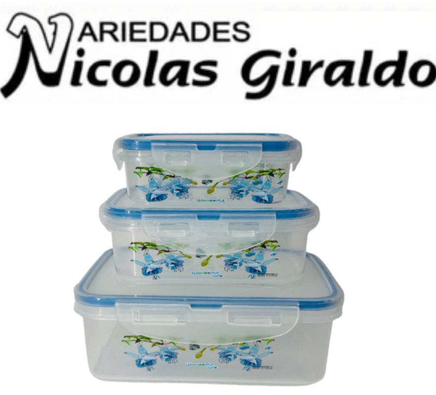 Coca hermetica rectangular pequeña x3 