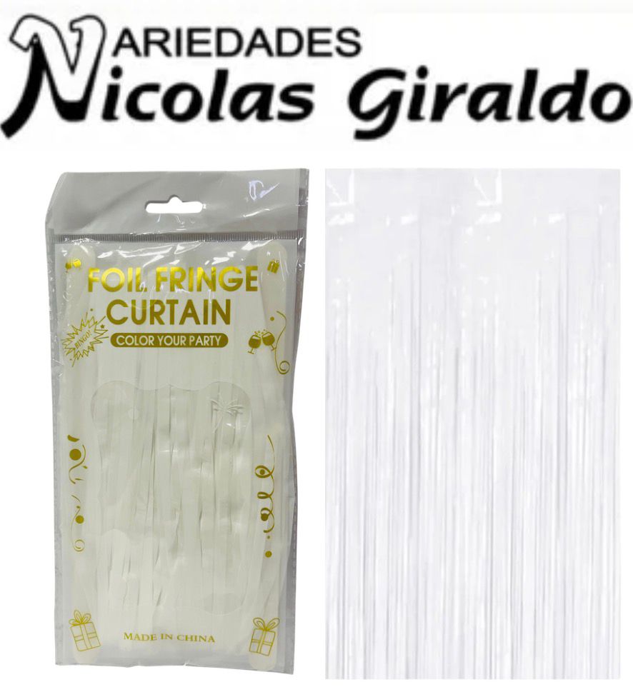 [1363-1] Cortina fiesta brillante 2X1mt blanca 