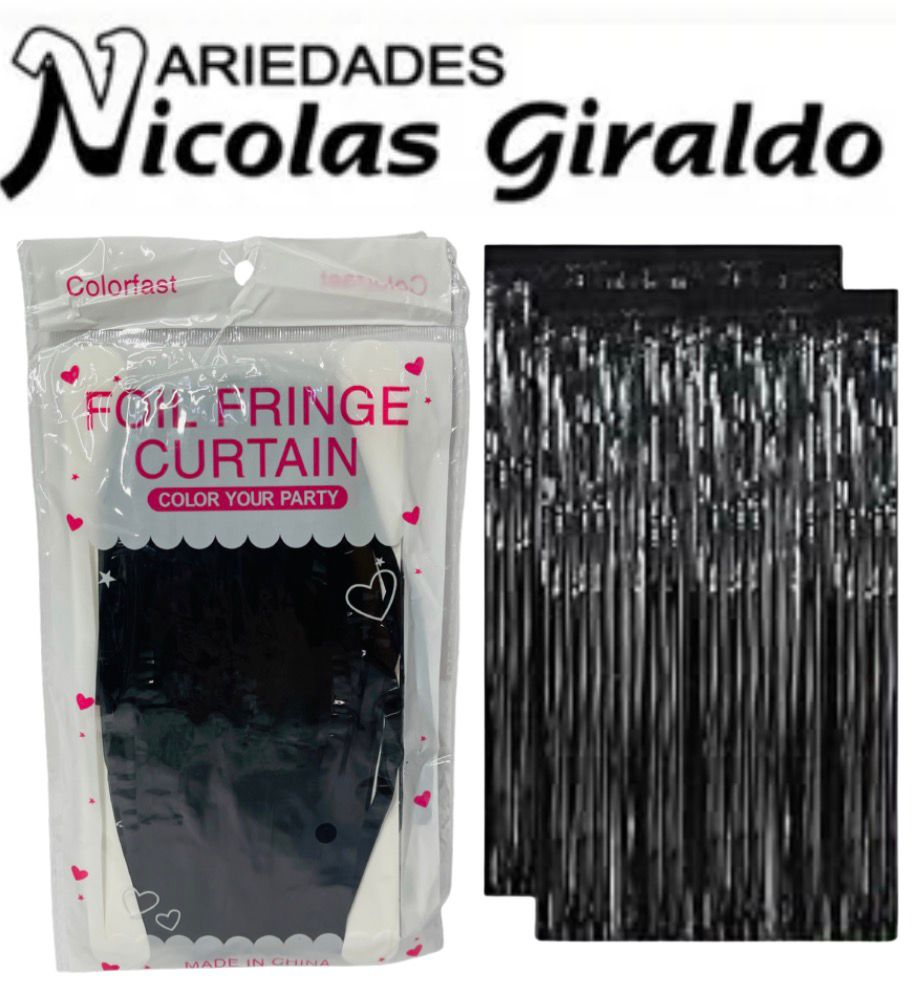 [3S23-418] Cortina fiesta brillante 2x1 negra (WJ23-354)