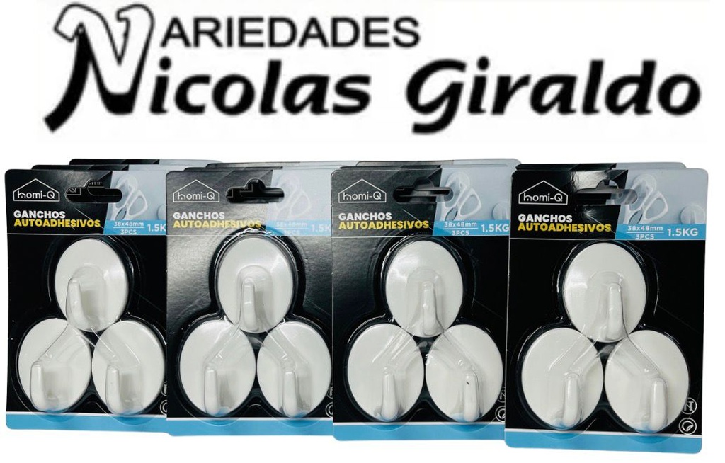 [HQ327] Gancho adhesivo homi-q carton redondo x3 PQT X12