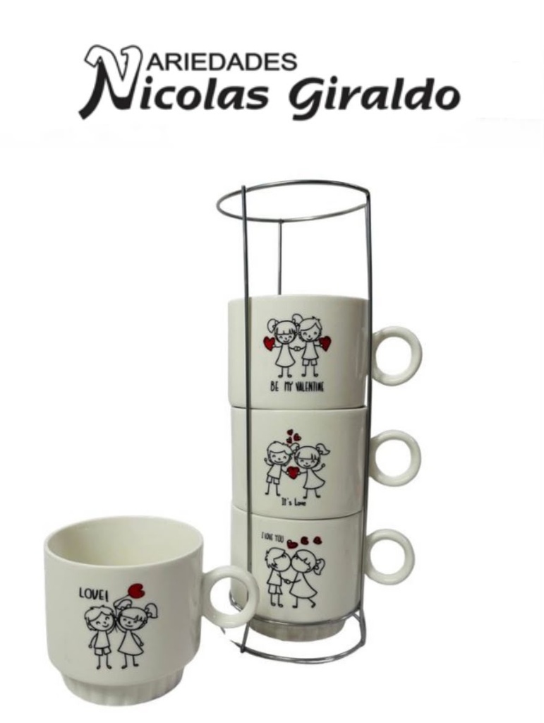 Pocillo tintero x4 con base estampado surtido mediano 