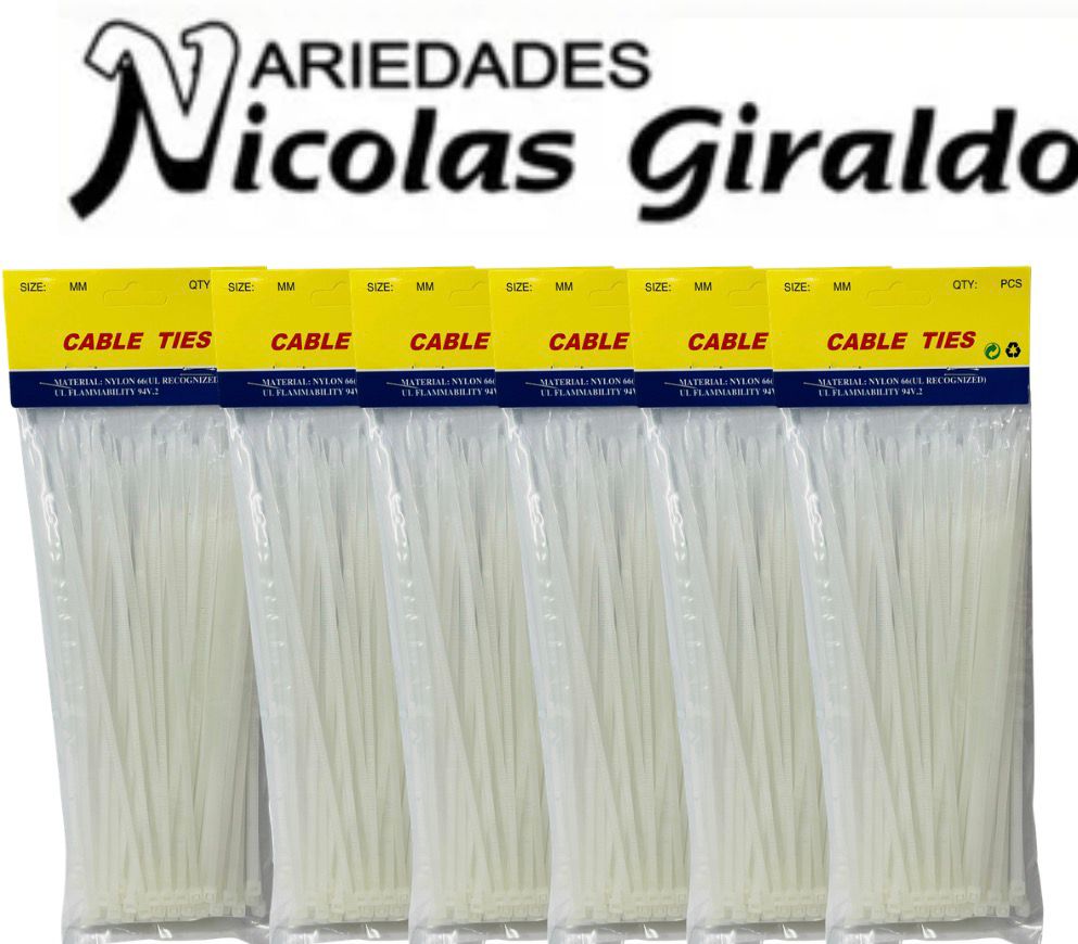 Amarra mediana blanca 20cm  PQT X12