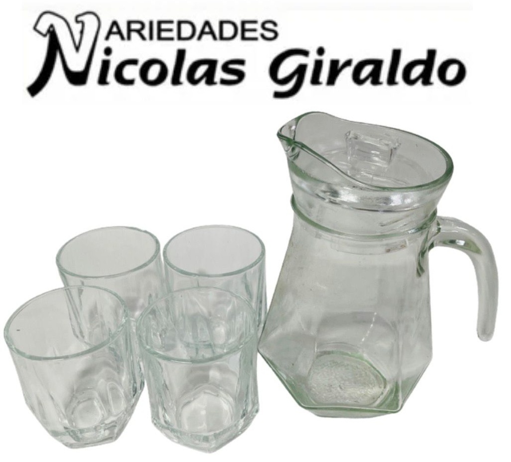 [2026WSMD2-1] Jarra vidrio con 4 vasos 