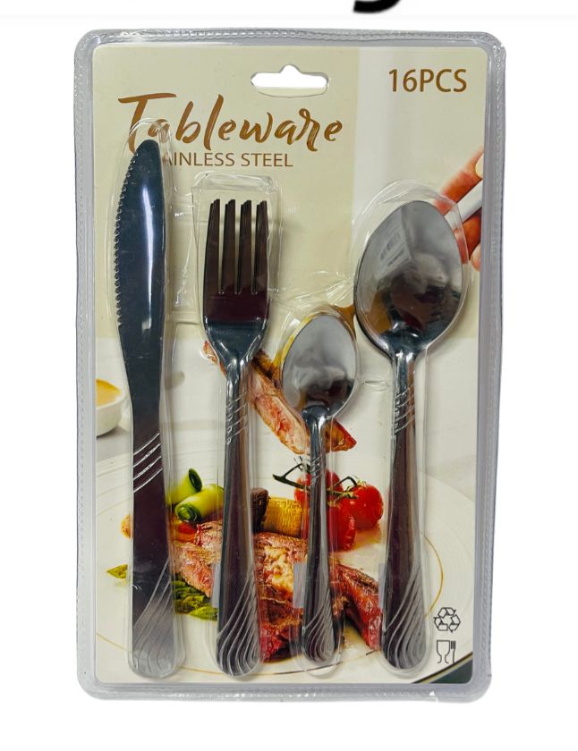 Set cubierto sencillo x16 cuchara-tenedor-cuchillo   