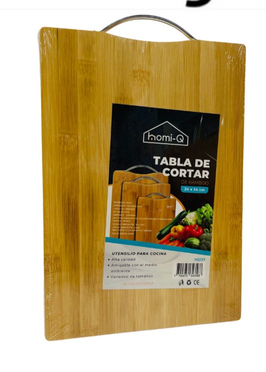 [HQ137] Tabla picar bambu con manija 24x34 