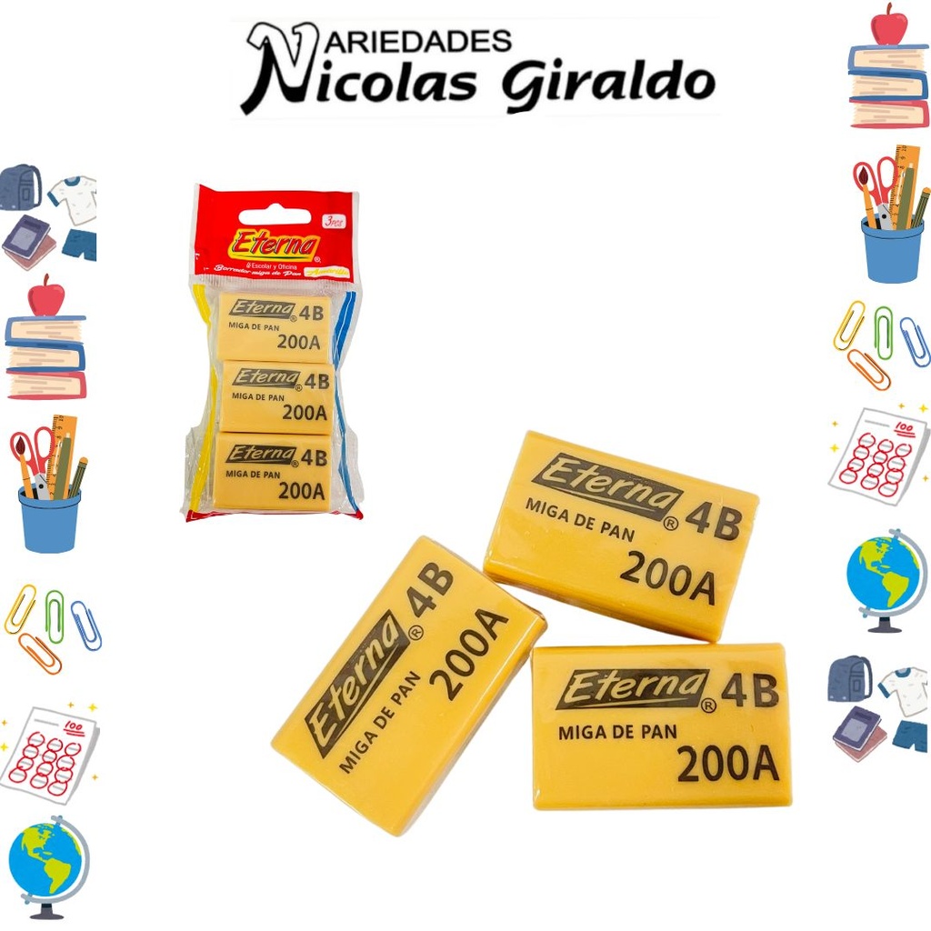 Borrador miga de pan beige x3 eterna