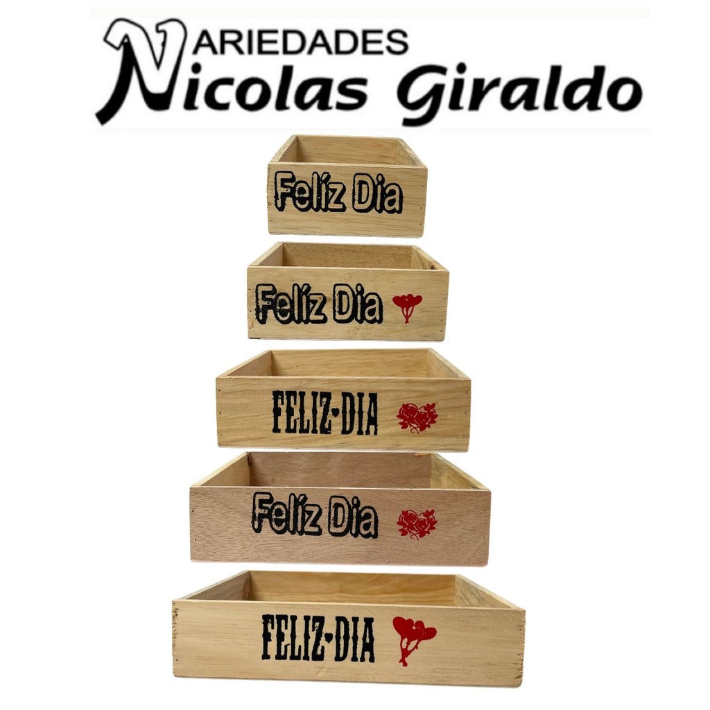 Juego Canasta madera sublimada 5 tamaños 