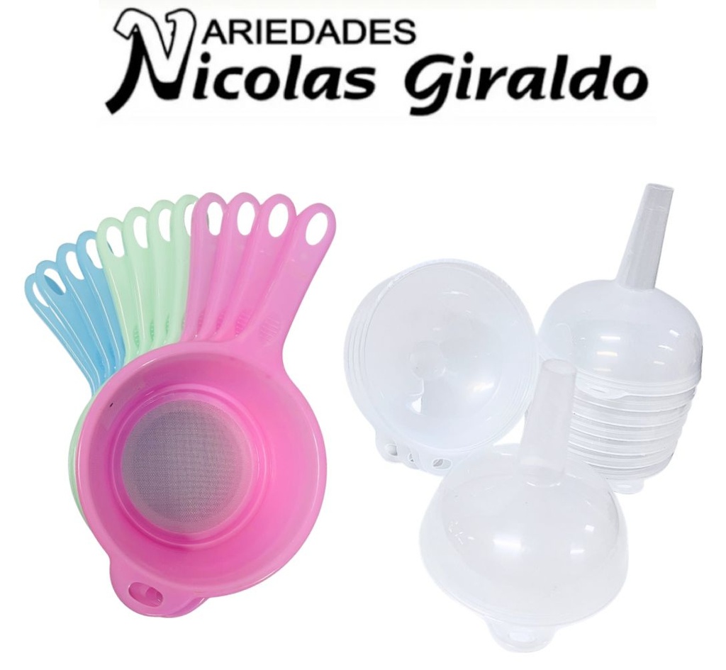 [PTF1401] Colador plastico mediano con embudo pqt x12