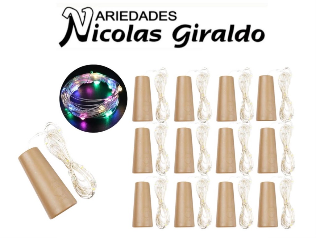 @Luz lineal corcho de pila reloj multicolor pqt x12
