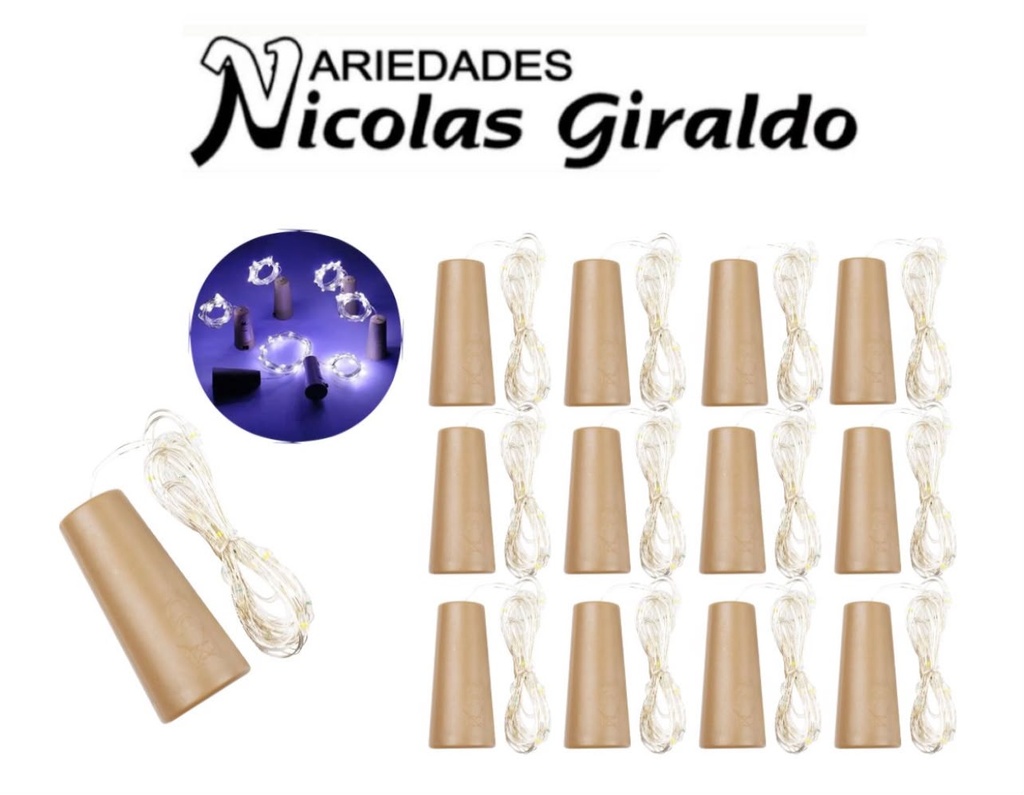 @Luz lineal corcho de pila reloj blanca pqt x12 