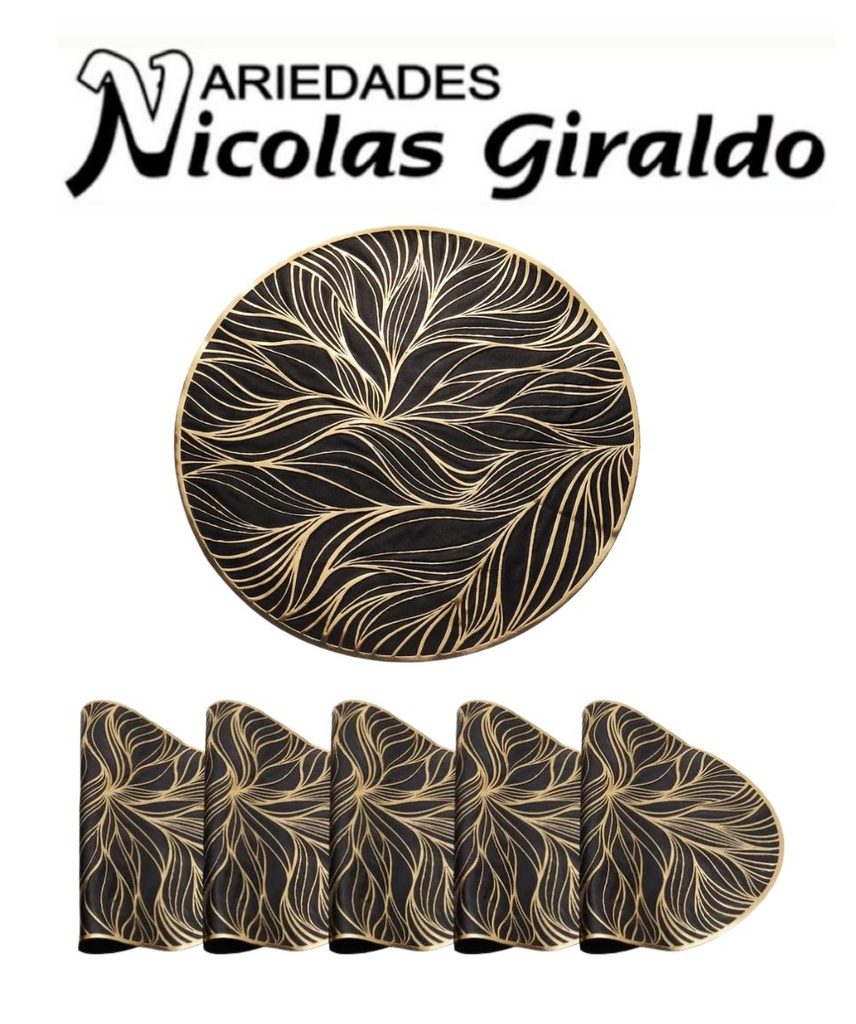Individual mesa fino redondo x6 dorado 