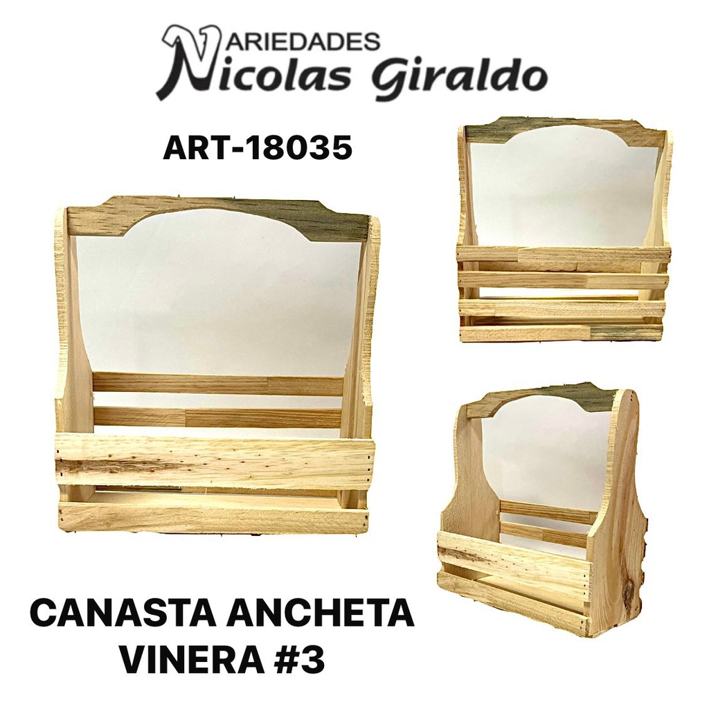 Canasta ancheta vinera #3 PQT X6