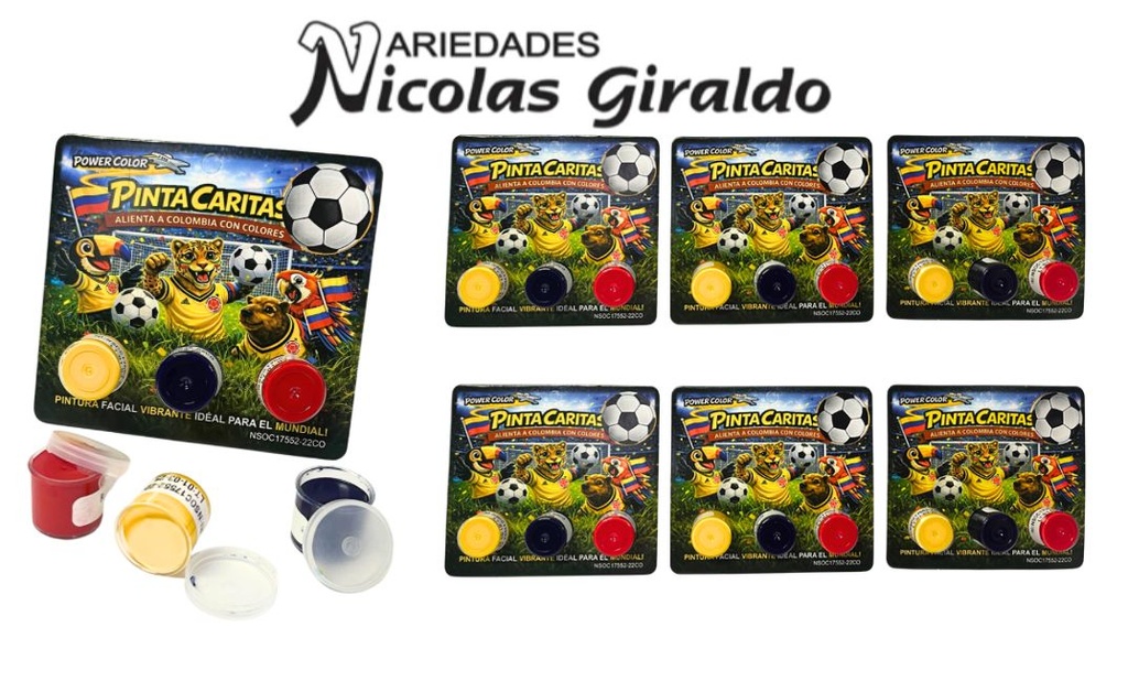 [400000005] Pinta caritas powercolor mundialista carton x3 pqt x6