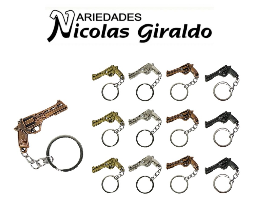 Llavero revolver metal pqt x12 