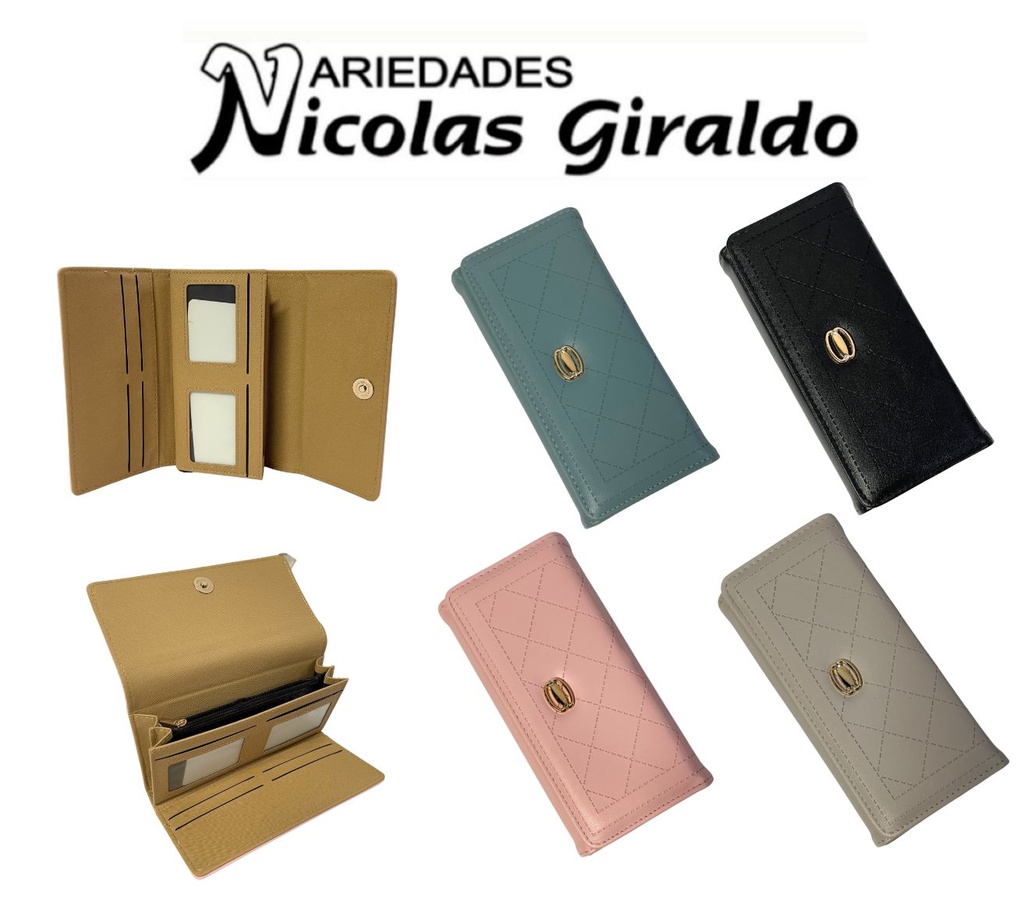 Billetera dama grande fina de broche