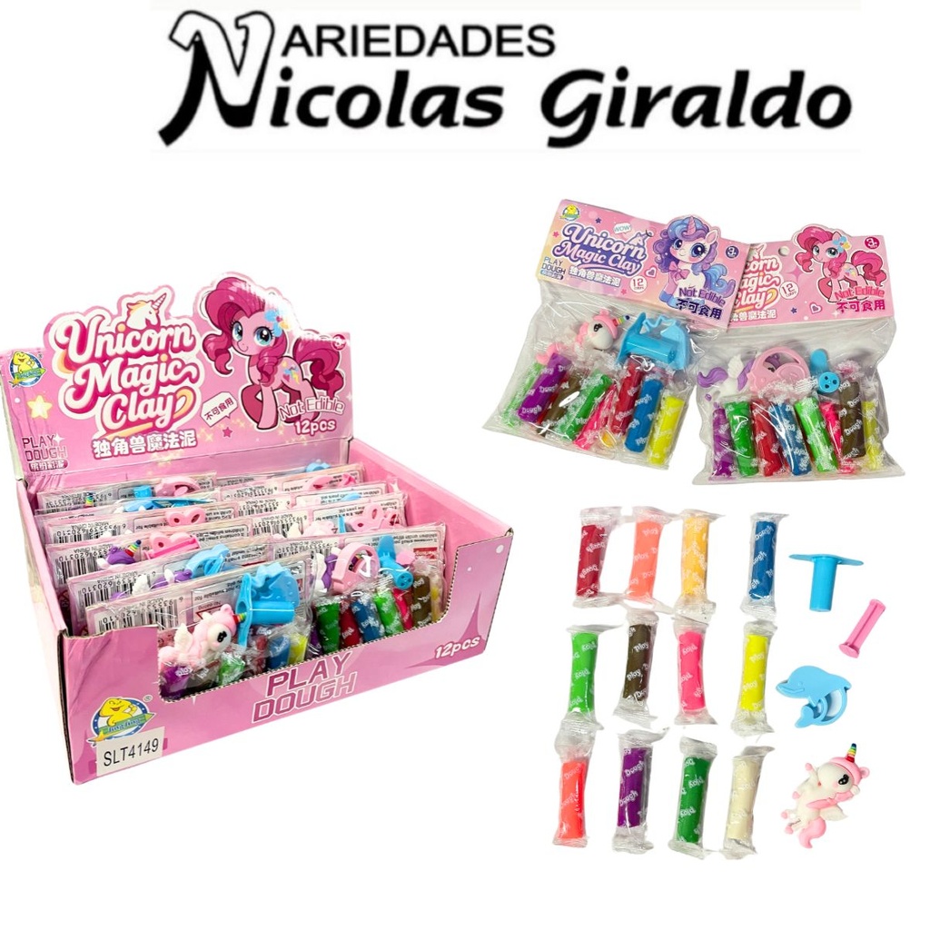 Plastilina molde figura unicornio en bolsa caja x12