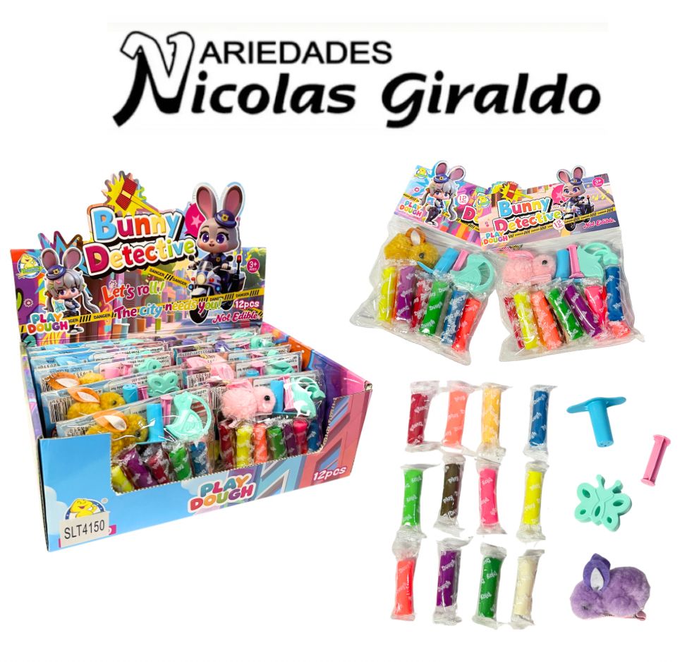 Plastilina molde figura conejo en bolsa caja x12 
