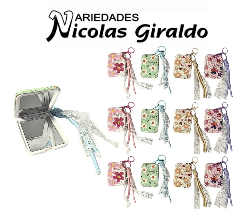 [ZM0515] Espejo cartera cuadrado llavero fino cja x12
