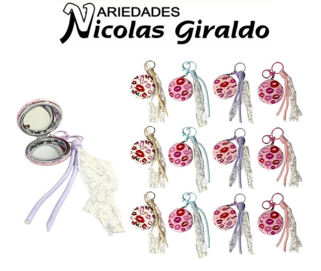 Espejo cartera redondo llavero fino cja x12 