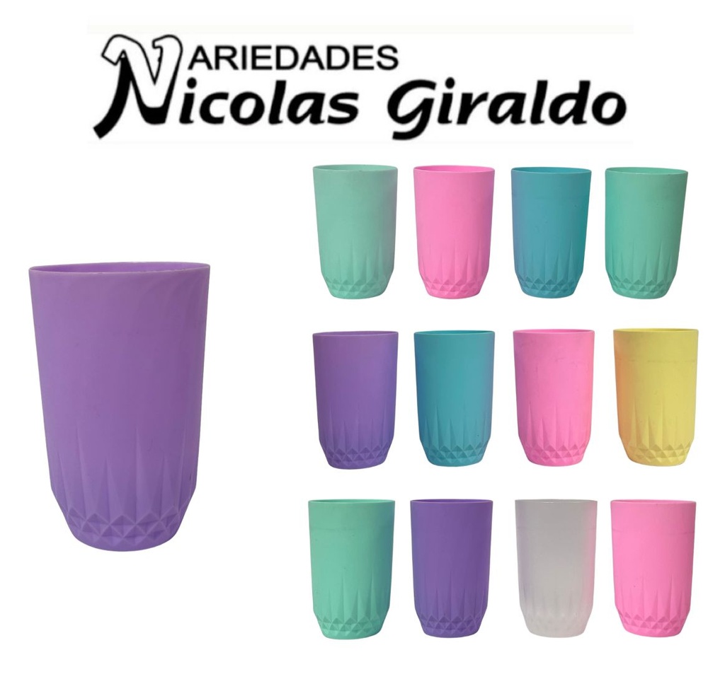 Vaso plastico diamante pequeño10 oz PQT X12  