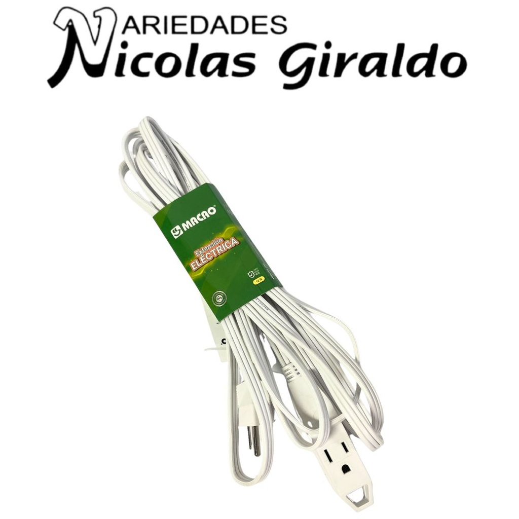 [MC-12FT] Extension blanca Macao x12FT con polo a tierra 