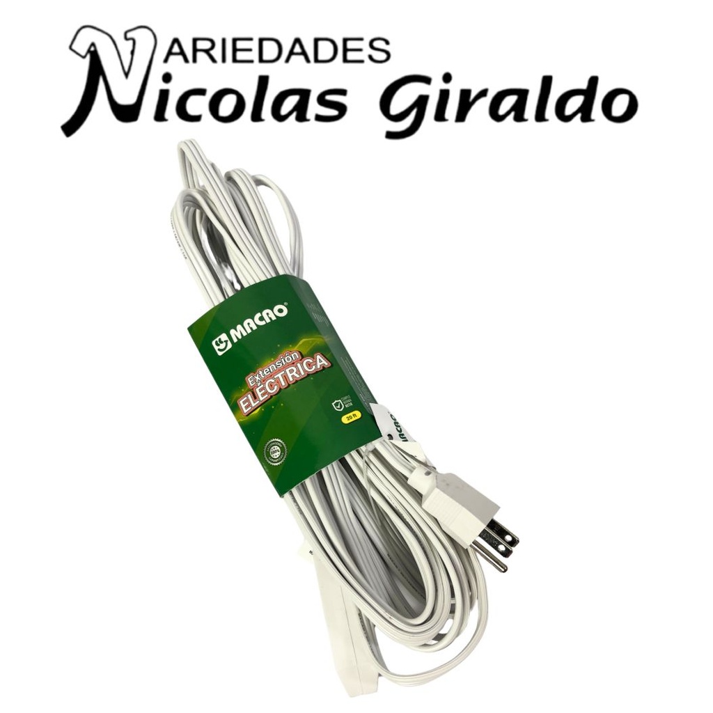 [MC-20FT] Extension blanca Macao x20FT con polo a tierra 