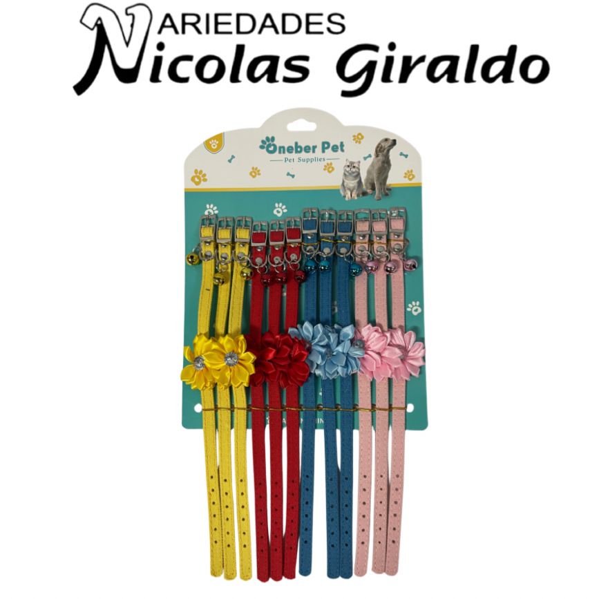 Collar mascota sonajero con moño x12 pequeño  