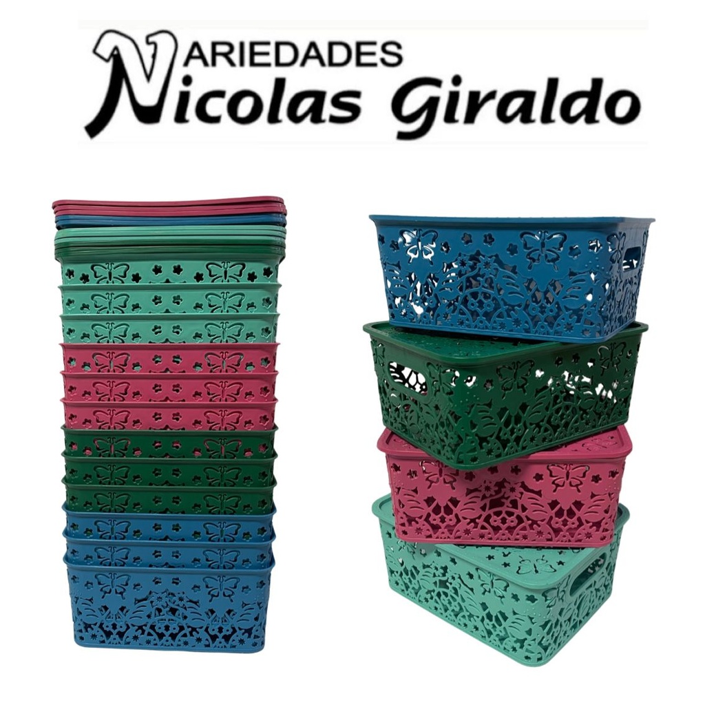 [CENTER-244] Canasta floral rectangular mediana paquete x12