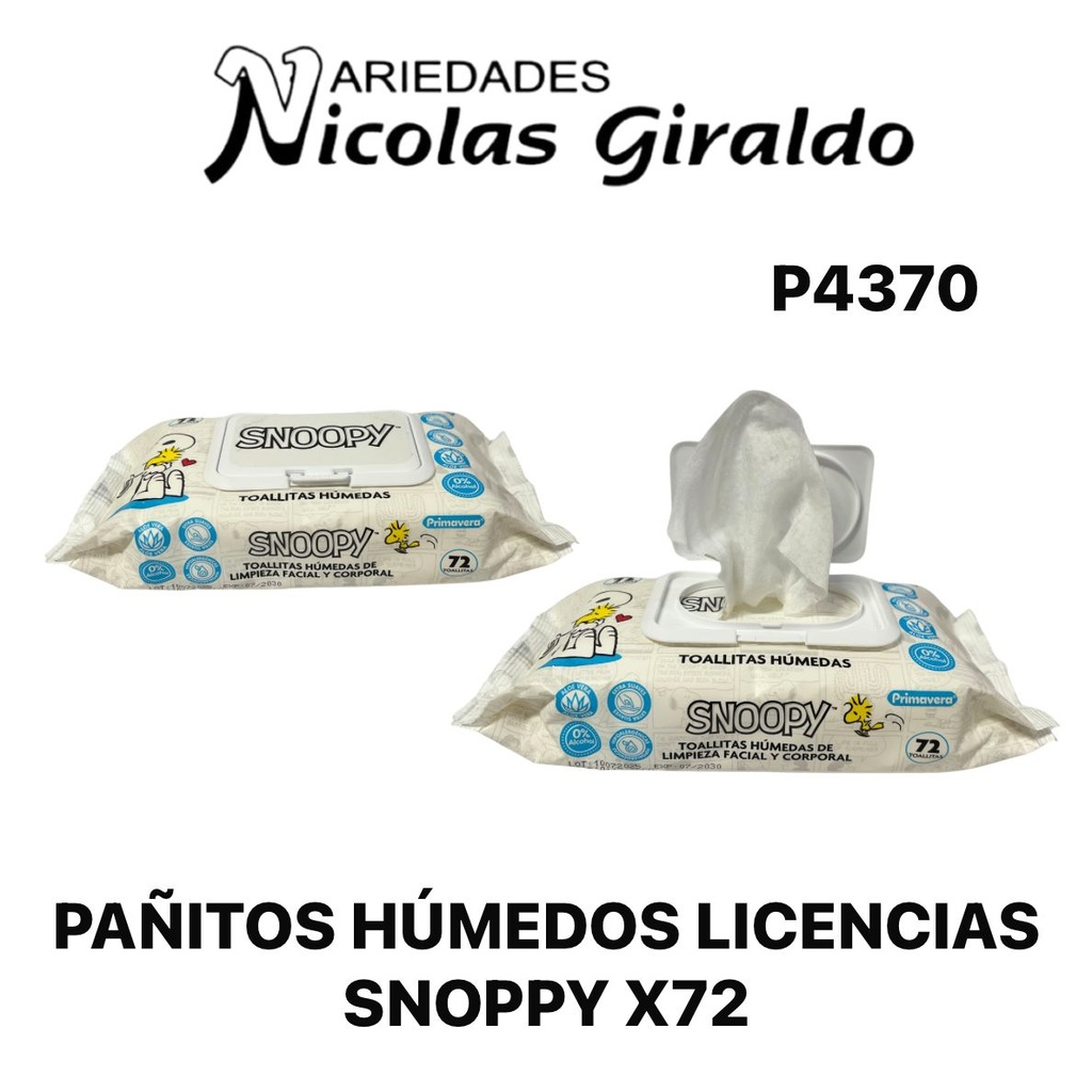 Pañitos humedos licencias snoopy x72 
