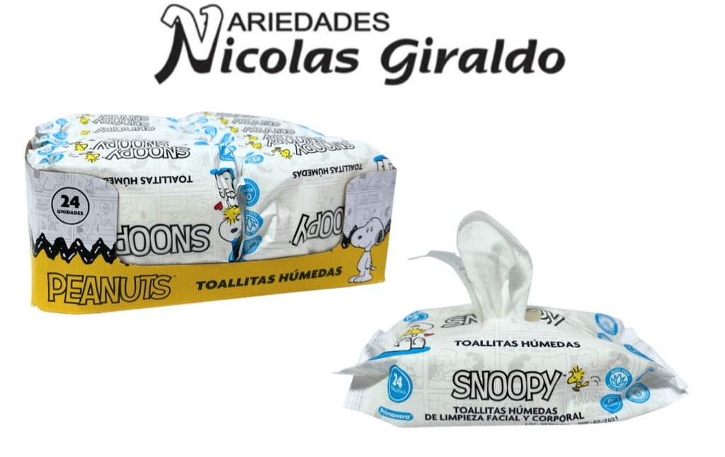 [P4369] Pañitos humedos licencias snoopy x24 caja x12