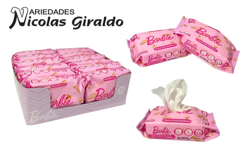 [P4366] Pañitos humedos licencias barbie x24 caja x12