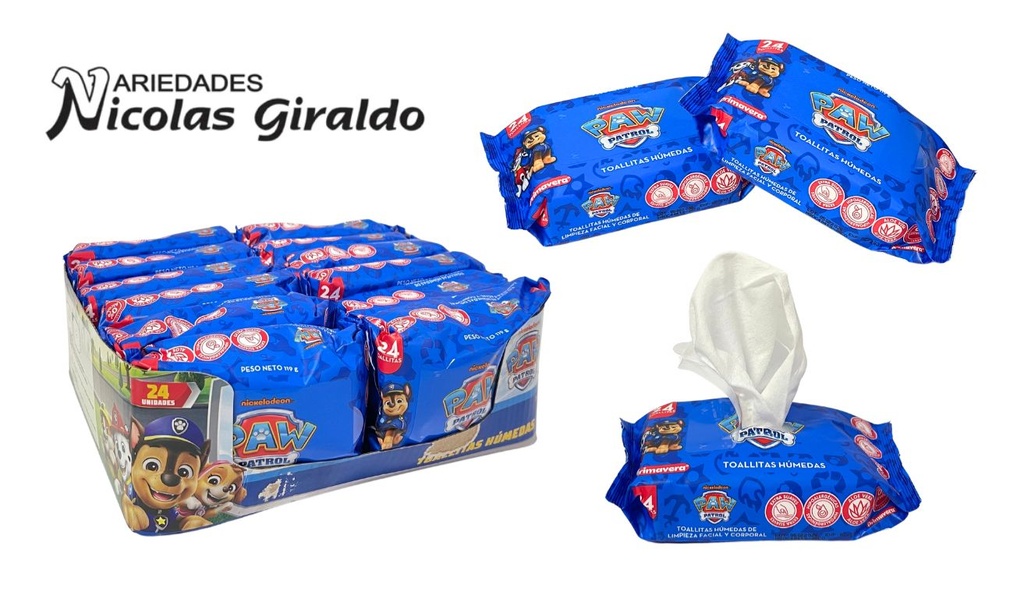 Pañitos humedos licencias paw patrol x24 caja x12